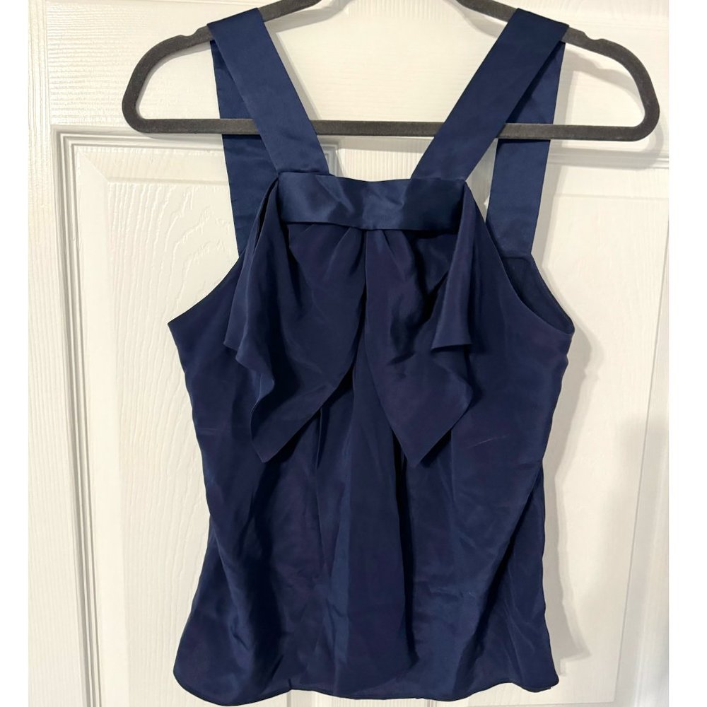 Prabal Gurung Silk Bow Front Blouse - Size 4 - Navy